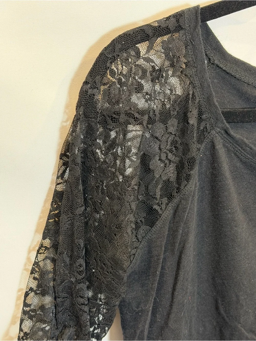dELiA*s Black Lace Sleeve Long Sleeve Tee